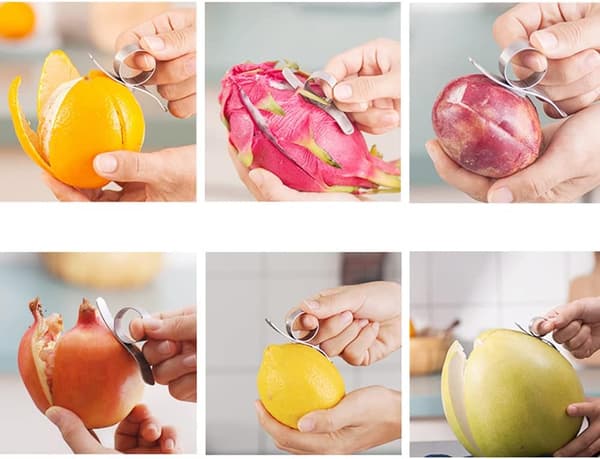 Orange Peeler, 4 Pcs 2-Pack Stainless Steel Orange Peeler Tool Portable Kitchen Gadget for Lemon and Shaddock Fruit Peeler
