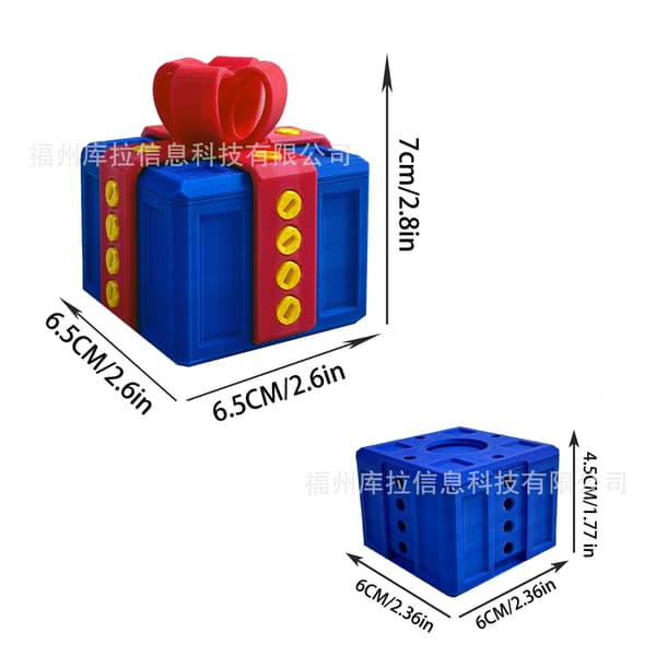 Irriterande presentförpackning 3D-printad irriterande presentförpackning 8cm [Annoying Gift Box] White+Blue