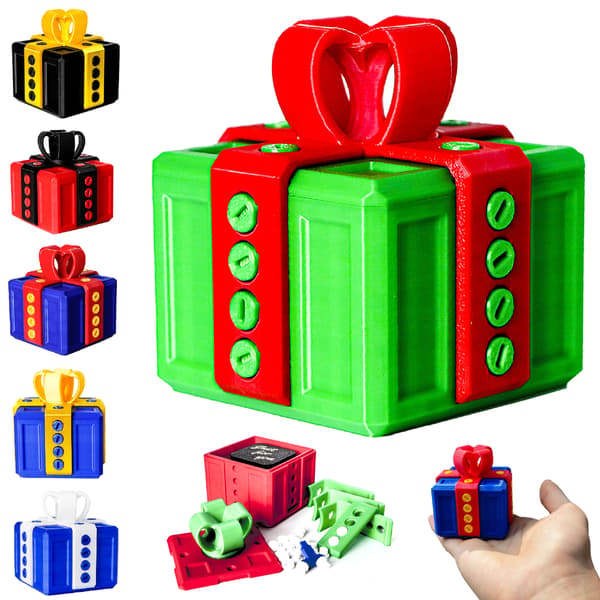 Irriterande presentförpackning 3D-printad irriterande presentförpackning 8cm [Annoying Gift Box] White+Blue