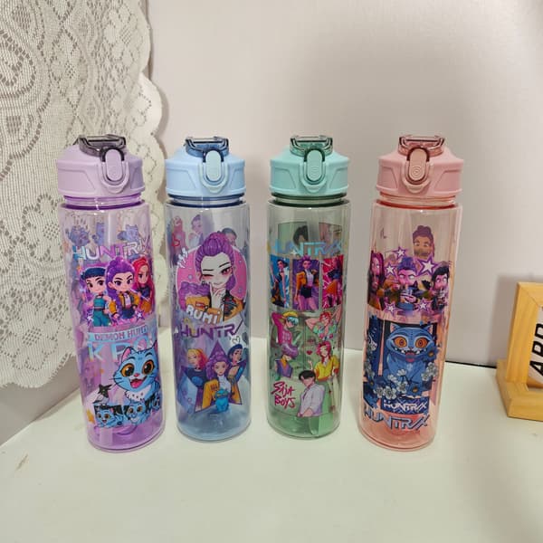 Monster Hunt Tecknad Sugrör Vattenflaska Stor Kapacitet Studsande Transparent Plast Vattenkopp Rymdkopp 800ml green 800ml