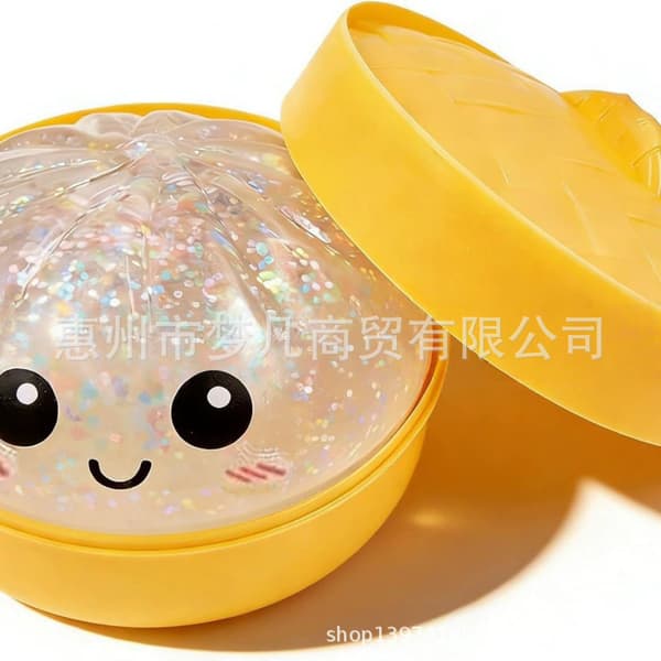 Glitter Dumpling Squishy Box Puristusmusiikki Kiiltävä Puuteripulla Deep pink expression bun+steamer