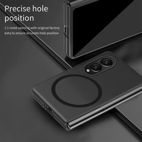 Etui + 2 hærdede glas til Samsung Galaxy Z Fold 8, beskyttelse med magnetring - Sort Sort