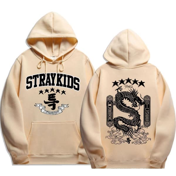 Kpop-gruppe Stray Kids merch Harajuku-trykk høst- og vinterhettegenser Grey 1 fleece S