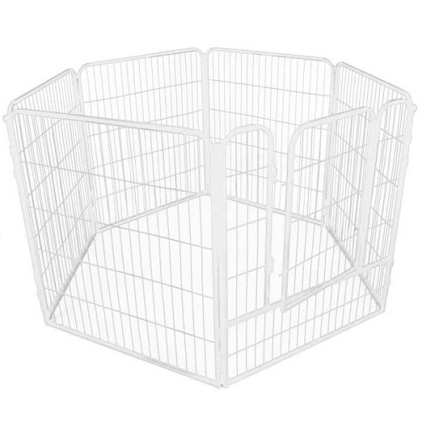 Springos® Modular dog run 6 delar Fällbar 184 cm x 100 cm Vit