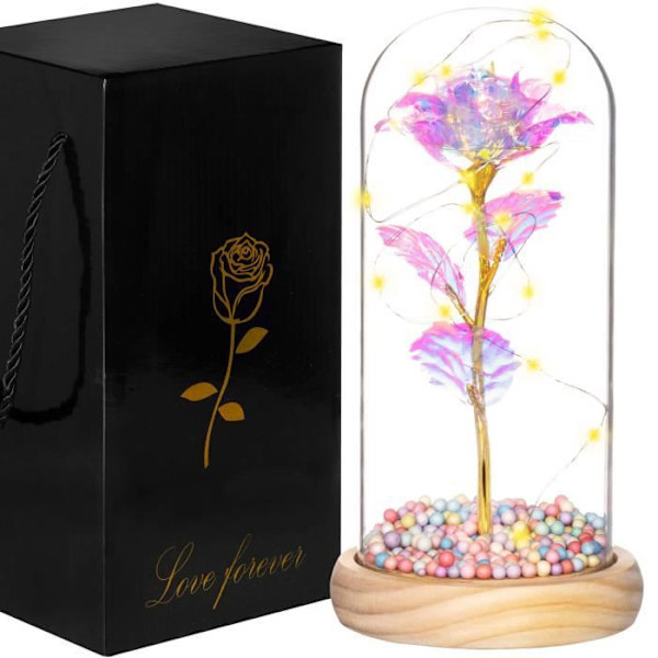 Rose i en glaskuppel - SPRINGOS - Flerfarvet - Hvid - LED - Voksen - Unisex mångfärgad