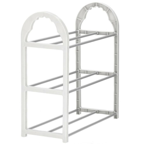 Skostativ - SPRINGOS - 3 niveauer - Lysegrå - Max belastning 15 kg - 49x19x47,5 cm Vit