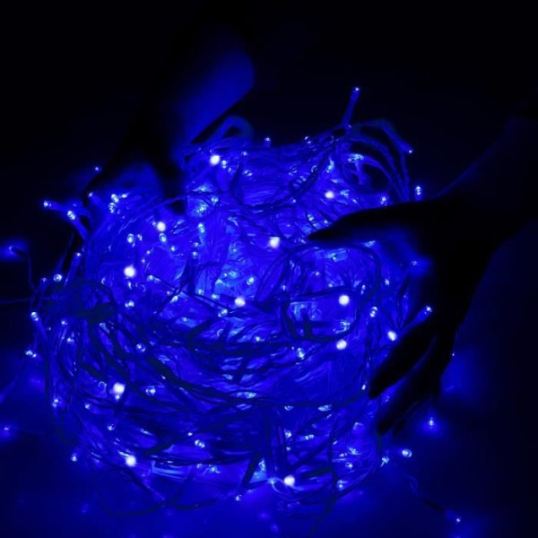 SPRINGOS® Light guirlande 300 LED'er, 14,5 meter Dekoration 8 funktioner programmeringsenhed IP44 – Blå Blå