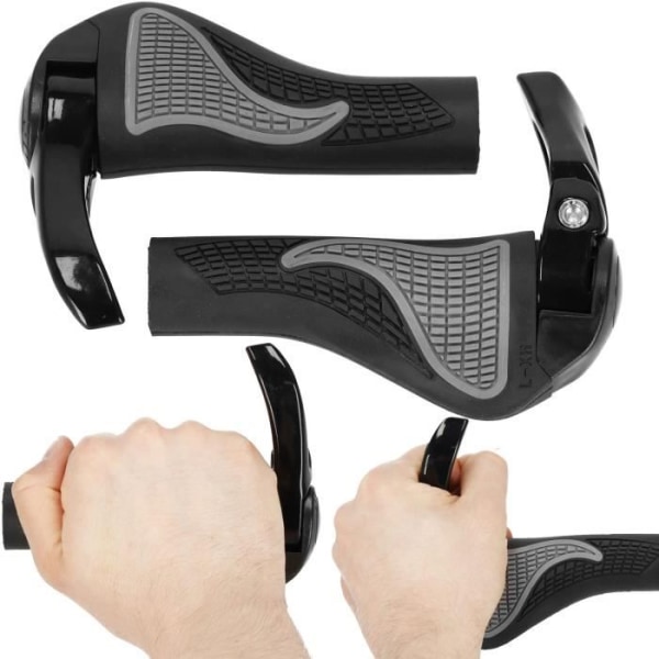 SPRINGOS® Ergonomiska cykelgrepp i mjukt halkfritt gummi 14 cm - Svart Svart