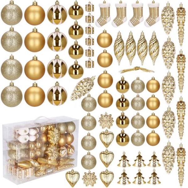 Julekugler - SPRINGOS - 72 stk - Ubrydelig plast - Guld - Ø 4-6 cm Snape