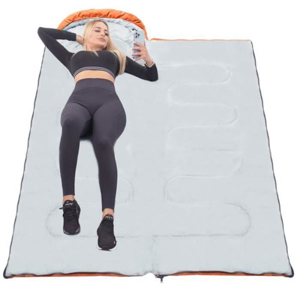 Sovepose - SPRINGOS - Varm Letvægts Rummelig - Orange - 205 cm x 73 cm - Hætte Orange