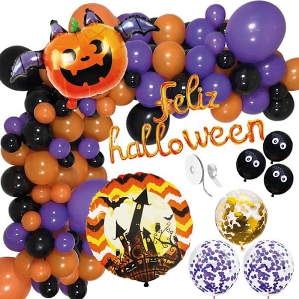 Halloween Dekoration - SPRINGOS - Flerfarvede Balloner - 60 stk - Latex - Halloween Tema Flerfärgad