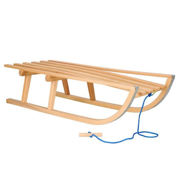 Træslæde - SPRINGOS® - Model med ryglæn - Træk reb - 89x34x22 cm - Metalrutsjebaner Färgad
