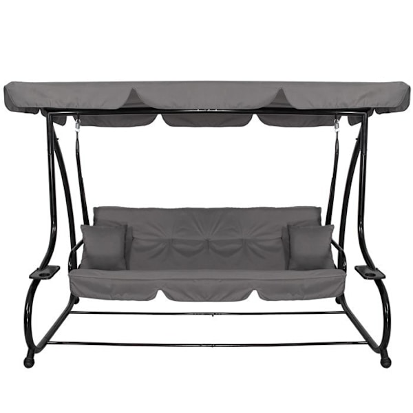 Havesofa - Springos - 4 pladser - Sort - Skråtag - Med puder og koppholdere Svart