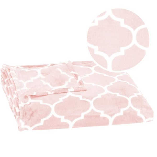 Peitto - SPRINGOS - Marokkalainen apila - 200x220 cm - Polyesteri - Pehmeä ja lämmin Rosa