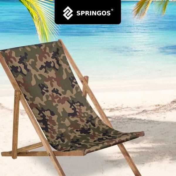 SPRINGOS® imprægneret havedækstol Sammenklappelig Beach Wood Loungestol 120 kg - Moro moro