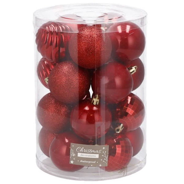 Julkulor - SPRINGOS® - 20 st - Ø 4 cm - Röd - Glansiga och mattade Snape