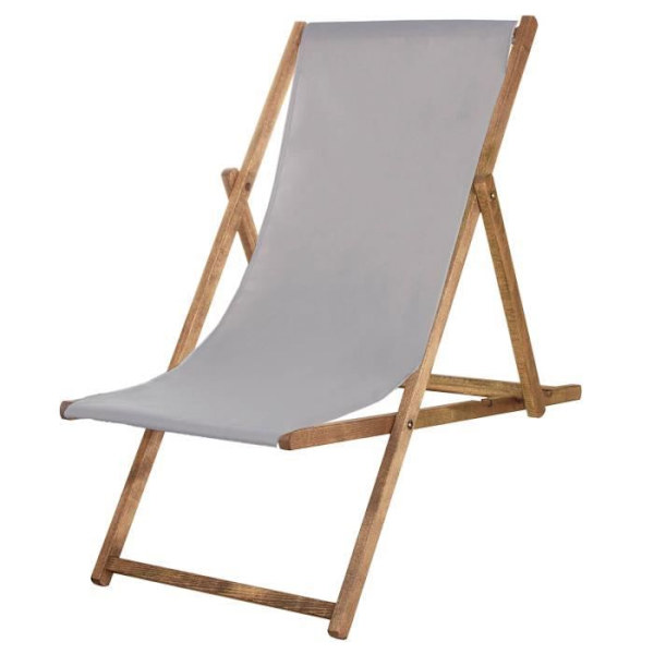 Folding Beach Wood Trädgårdsstol - SPRINGOS - Grå - Naturlig - 1 person Grå