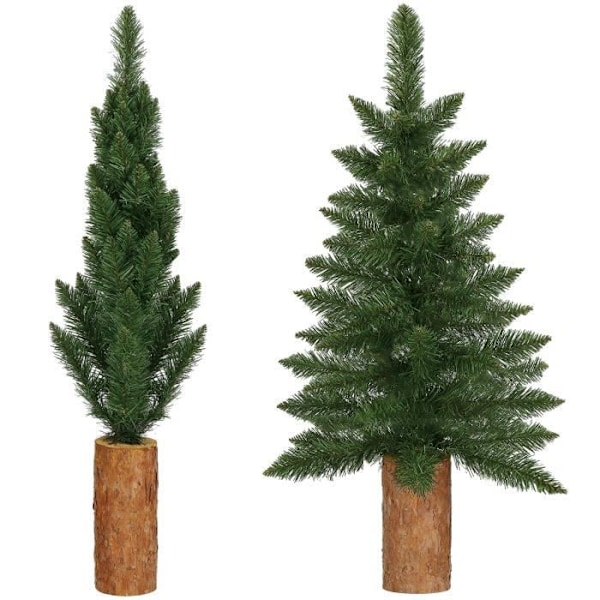 Konstgjord julgran - SPRINGOS - 100 cm - Grön med naturlig stam - PVC, PE - Inomhus Grön