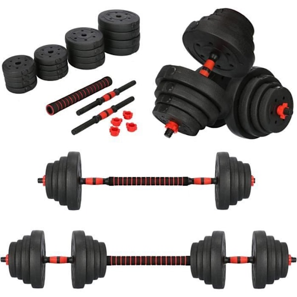 Säädettävä Käsipainosetti - SPRINGOS - 40 kg - Ergonomiset Kahvat - Liitin Mukana - Sekä Miehille Että Naisille svart