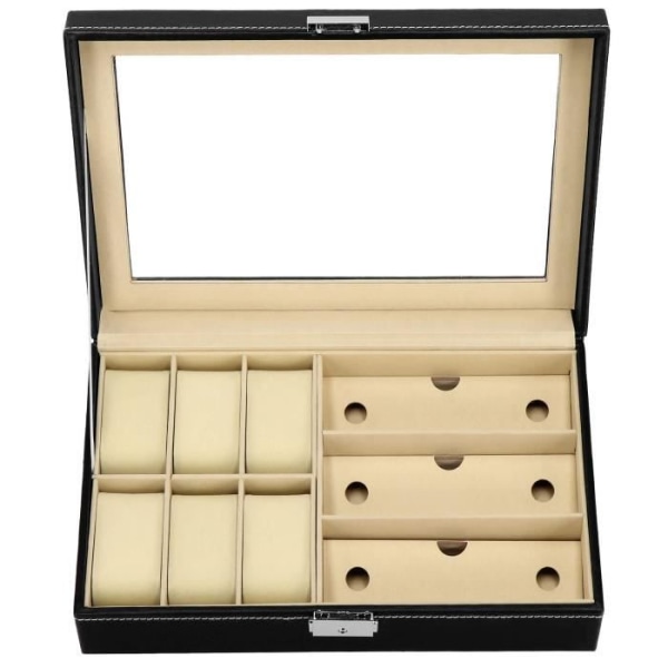 Etui - SPRINGOS - Sort - 6 urrum - 3 brillerum - Chic Svart