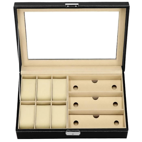 Fodral - SPRINGOS - Svart - 6 klockfack - 3 glasögonfack - Chic Svart