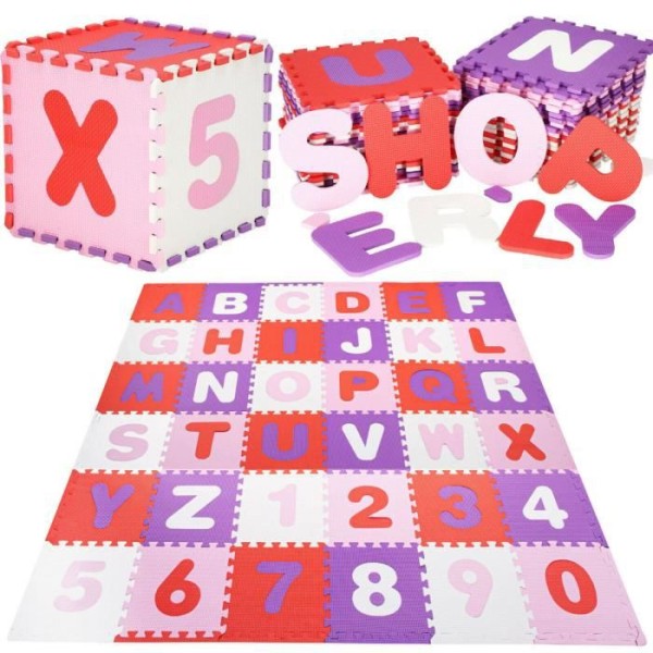 SPRINGOS® pedagogisk lekmatta 36 färgglada bokstavspussel för bebisar 175x175cm i skum