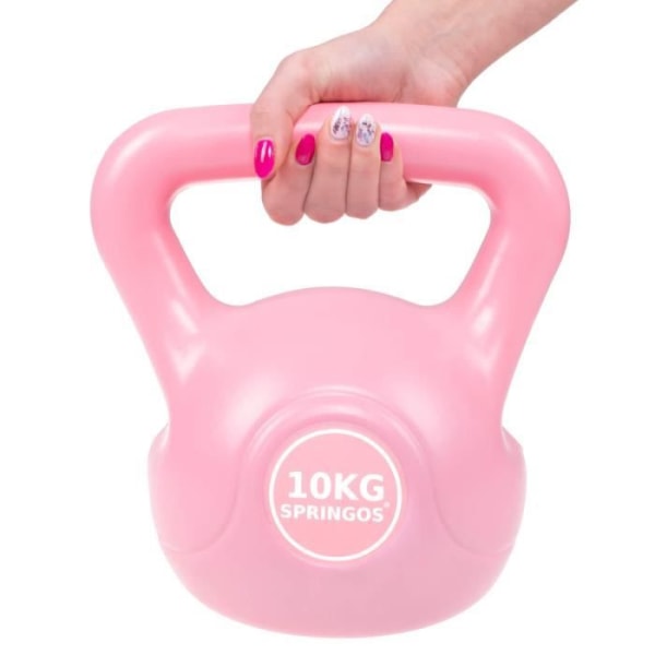 Kettlebell Fitness SPRINGOS til kvinder - 10 kg - ABS plast - Pink Rosa