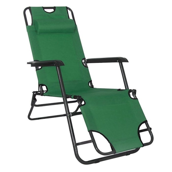 Springos® Chaise longue, jossa on pääntuki ja käsinojat 60 x 120 x 80 cm Grön