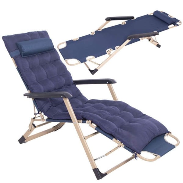 Springos® Ute loungesoffa med sittdyna, nackstöd och fotstöd Blå