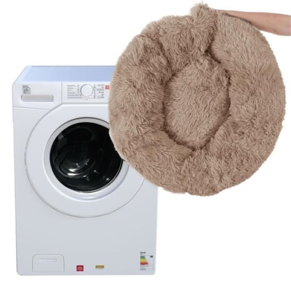 Sänky koirille ja kissoille - SPRINGOS® - Ø 80 cm - Vaaleanruskea - Pestävä 30° - Liukumaton Ljusbrun