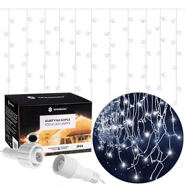 Ljusgirland - SPRINGOS - 500 LED - 22,5 m - Kall vit - Blinkande funktion kall vit