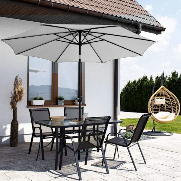 Springos® Haveparasol med hældningsfunktion og svendestangssystem 300 x 245 cm ljusgrått