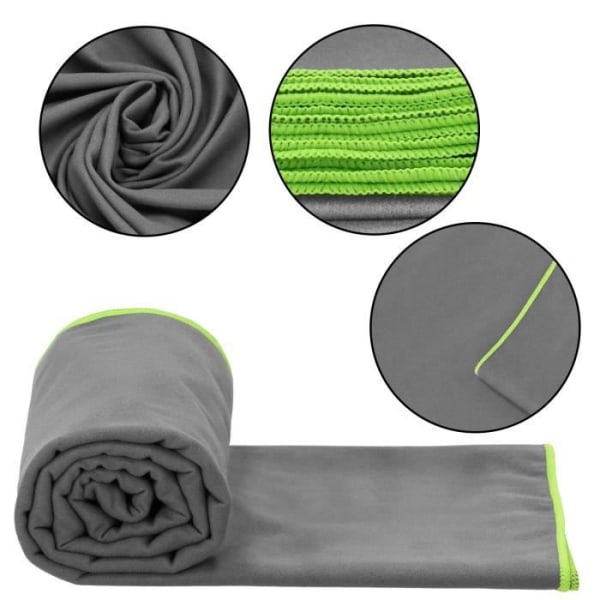 Mikrofiber strandhåndklæde 90 x 180 cm - SPRINGOS® - Ultra let - Grå - Rektangulær Grå