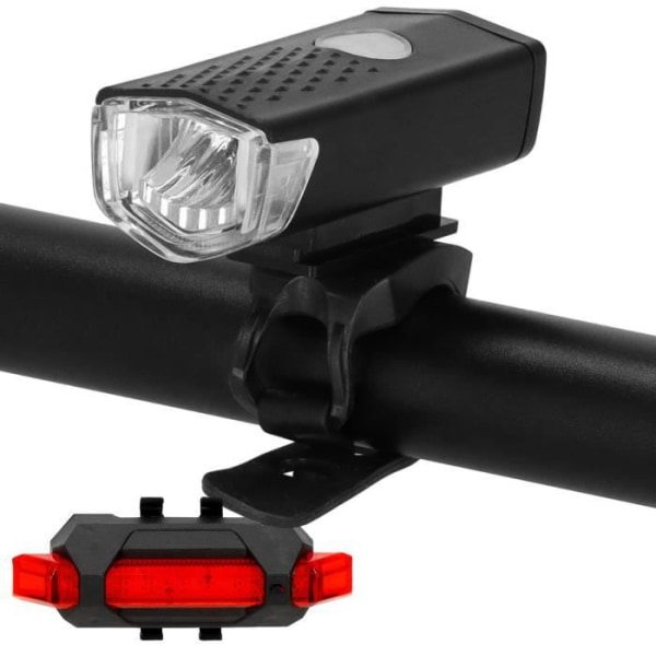 SPRINGOS® Bike Light Kit - For og Bag - USB Genopladelig - Sort Svart