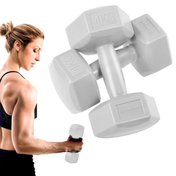 SPRINGOS Hexagonala Hantlar - Set om 2 - 2x4 kg - För styrketräning inom gymnastik och fitness