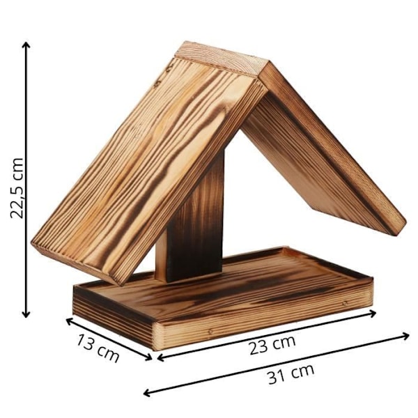 Springos® vejrbestandigt fuglefoderhus 31 x 13 x 22,5 cm kastanj