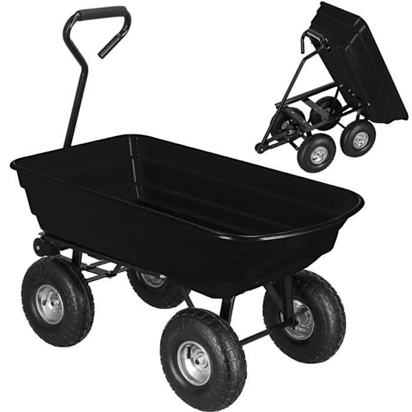 Havespand - Springos® - 75L - 250 kg - 4 hjul - Tipping funktion Svart