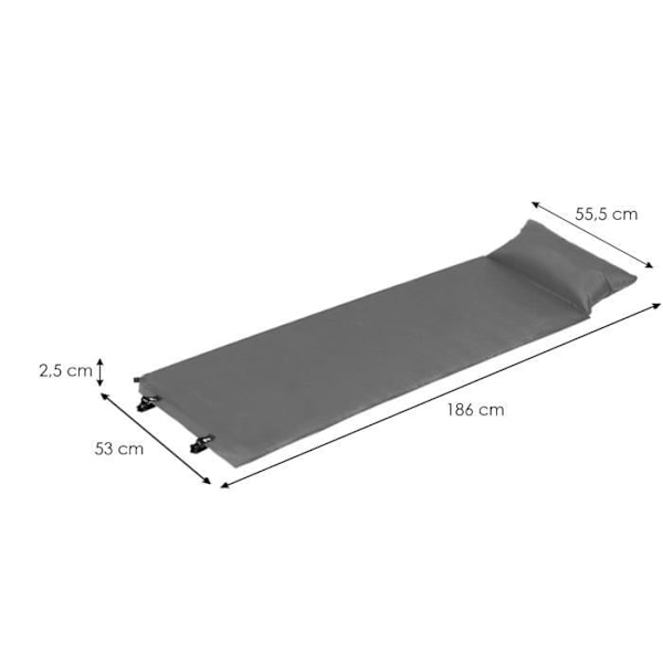 Självuppblåsande madrass med dyna - SPRINGOS - Trekking - 186x53x2,5cm - Grå Grå