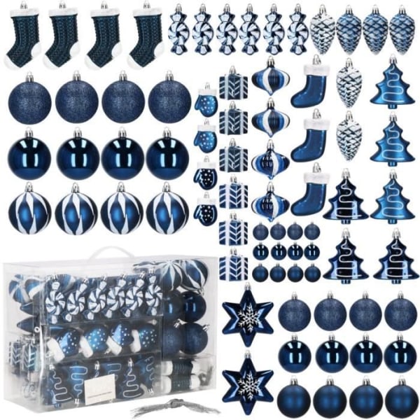 SPRINGOS® 77 delar Trädbollsdekorationer Plast 21 olika mönster Okrossbara julgransdekorationer - Mörkblå