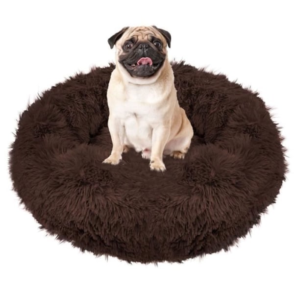 Seng til hund og kat - SPRINGOS® - Ø 80 cm - Brun - Vaskbar ved 30° - Skridsikker kastanj