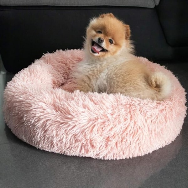 Hundeseng og katteseng - SPRINGOS® - 60 cm - Lys rosa - Vaskbar ved 30° - Skridsikker ljusrosa