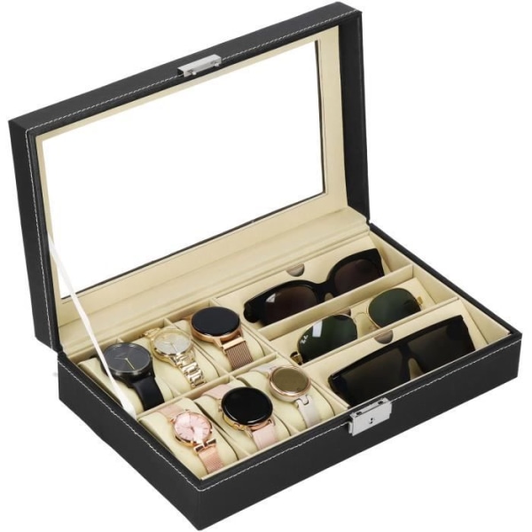 SPRINGOS® Box för smycken, klockor, glasögon låsbar 33 x 20 x 8 cm
