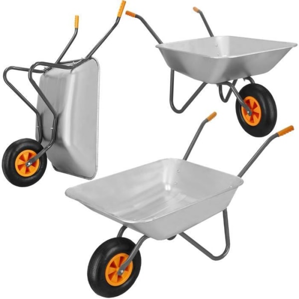 Skottkärra belastning 120 kg - SPRINGOS - Grundmodell - Uppblåsbart hjul - Galvaniserat stål Pengar