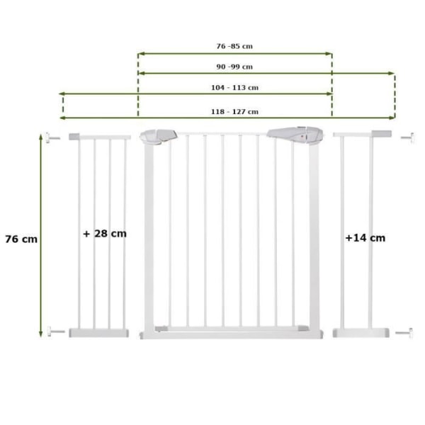 SPRINGOS Vauvan turvaportti - Portti - Valkoinen - Leveys 76-99 cm Vit