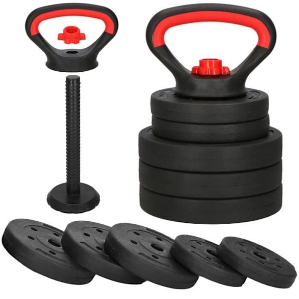 Justerbar kettlebell - SPRINGOS - 10 kg - Ergonomisk håndtag - 5 justerbare skiver - Blandet svart