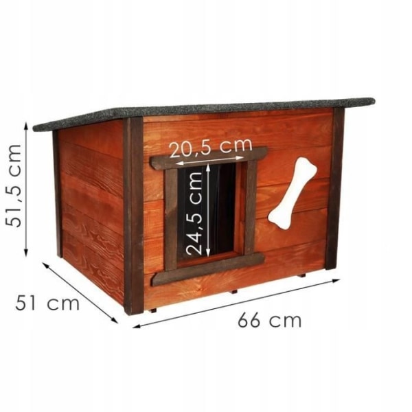 Springos® Hus til katte eller hunde 66 x 51,5 x 51 cm – udendørs, isoleret kastanj