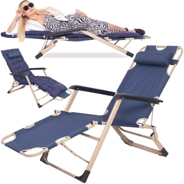 Springos® Ute loungesoffa med sittdyna, nackstöd och fotstöd Blå