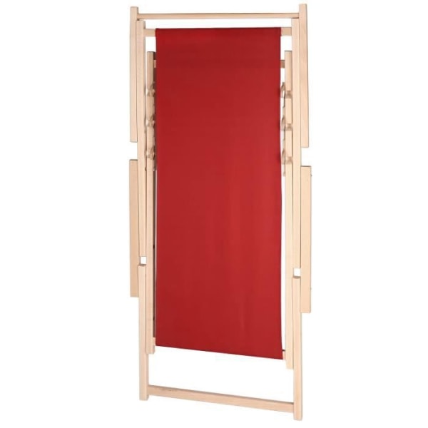 Trädgårdssoffa - SPRINGOS - Fällbar trä loungesoffa - Armstöd - 3 positioner - 120 kg Bordeaux