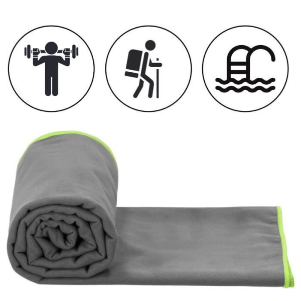 Mikrofiber strandhåndklæde 90 x 180 cm - SPRINGOS® - Ultra let - Grå - Rektangulær Grå