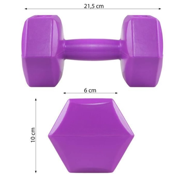 Hantlar 2 x 2 kg Hexagon Hantlar - SPRINGOS - Styrketräning för gymnastik och kondition Lila